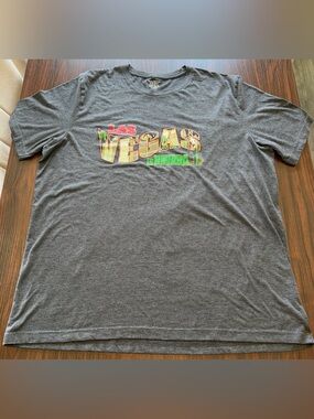 Las Vegas Nevada Mens Charcoal Heather Grey Casino Strip Graphic T Shirt USA XL